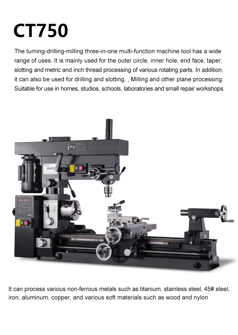 Mini Manual Combination CT750 Mini Lathe Milling Machine